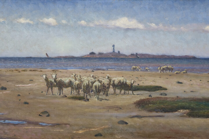 Västkuststrand med får, Nils Kreuger, 1896