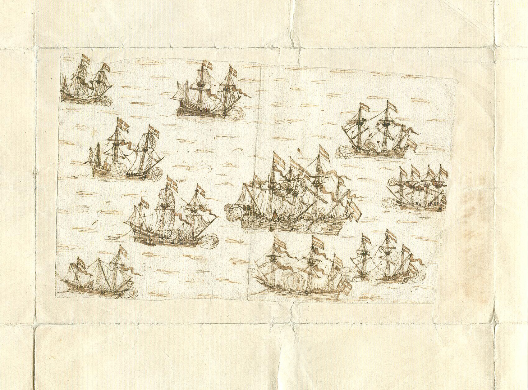 Ship drawn by the young Christian IV when he was ten years old. The Danish National Archives in Copenhagen contains many of the king’s letters but also some of his drawings.