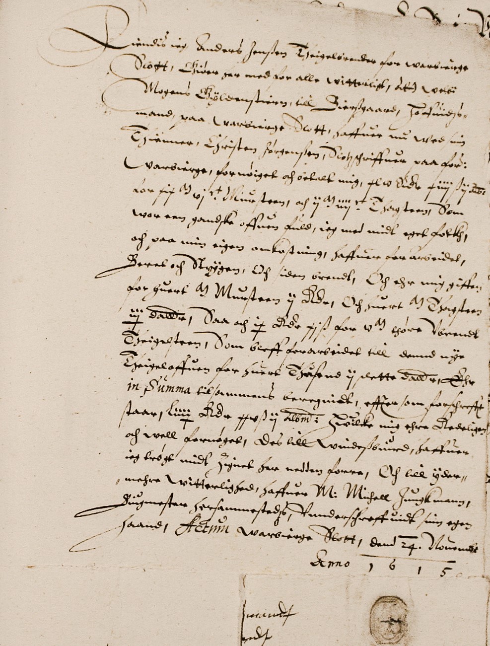 On this receipt from 24 November 1615, Anders the brickmaker has applied his seal at the bottom and in this way signed that he received payment for 19,600 wall bricks and 2,400 tile bricks “… which I with my own staff and at my own expense have produced, carried, formed and then fired”. The original document is in the Danish National Archives in Copenhagen