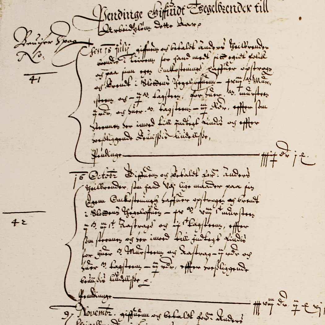 Two payments to the brickmaker from 18 July and 16 October 1616.