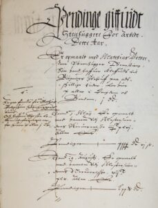 Receipt from 1616. On 20 May, Lauritz Jacobsen, a stonemason, was paid for 96 smooth-cut stones and 811 split stones “which he completed with his own tools and at his own expense for the castle building”. The original document is in the Danish National Archives in Copenhagen.